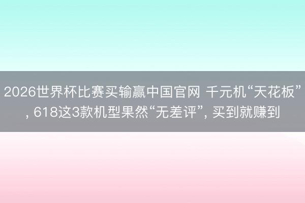 2026世界杯比赛买输赢中国官网 千元机“天花板”, 618这3款机型果然“无差评”, 买到就赚到